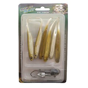 Kit com 6 iscas soft bait peixe da Maruri com 2 anzois jig-head